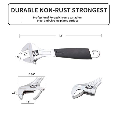 Donext 12 Inch Adjustable Wrench Professional Hand Tool Soft Handle - Image 4