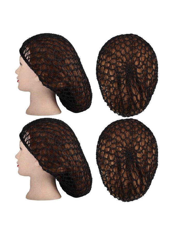 Waydress - 2 Pieces Mesh Hair Net Rayon Knit Snood Women Crocheted Sleep Cap (Black Gray) - Image 1