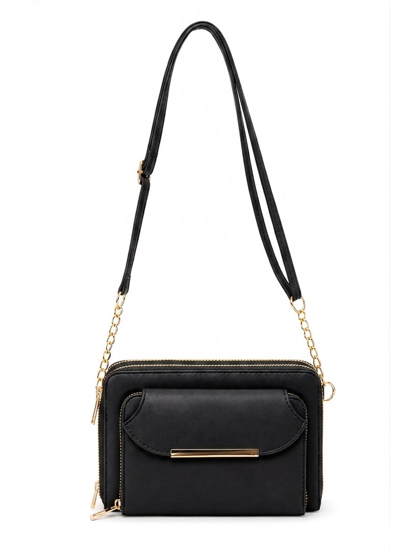 Kanaz Cross Book2 Women’s Crossbody Bag – Stylish Leather Shoulder Bag with Multiple Zippers for Daily Use - Image 1