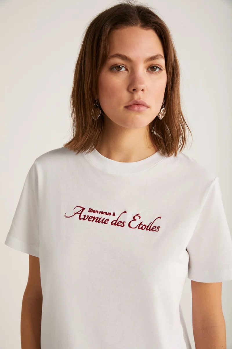 GRIMELANGE Alma Women Regular Printed White T-Shirt