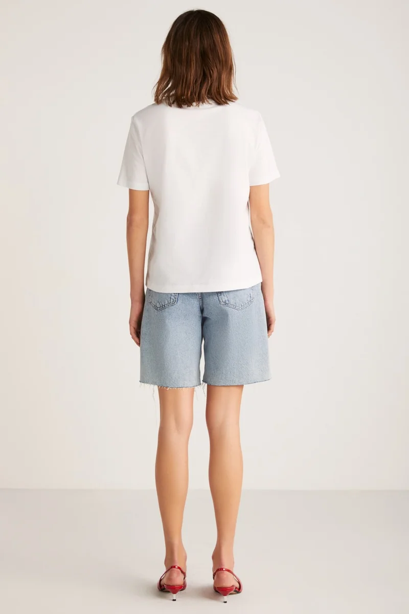 GRIMELANGE Alma Women Regular Printed White T-Shirt