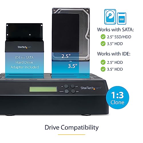StarTech.com 4-Bay Hard Drive Duplicator and Eraser, External Standalone 1:3 HDD/SSD Cloner/Copier, USB 3.0 / eSATA to SATA Docking Station, Hard Disk Copier / Sanitizer / Wiper Tool (SATDOCK4U3RE) - Image 3