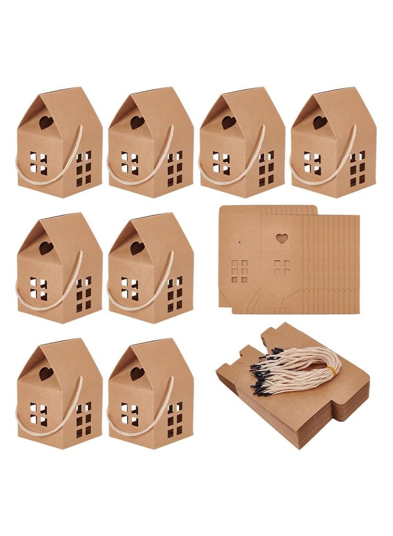 عام **20 قطعة صندوق هدايا بشكل حفلة، صندوق كرافت لوج بحجم 3 × 3 × 3 بوصة، صندوق حلوى كرتوني على شكل منزل، مثالي لتغليف الوجبات الخفيفة. يمكن استخدامه لحفلات الزفاف، حفلات الاستحمام للأطفال، وحفلات عيد الميلاد.** - Image 1