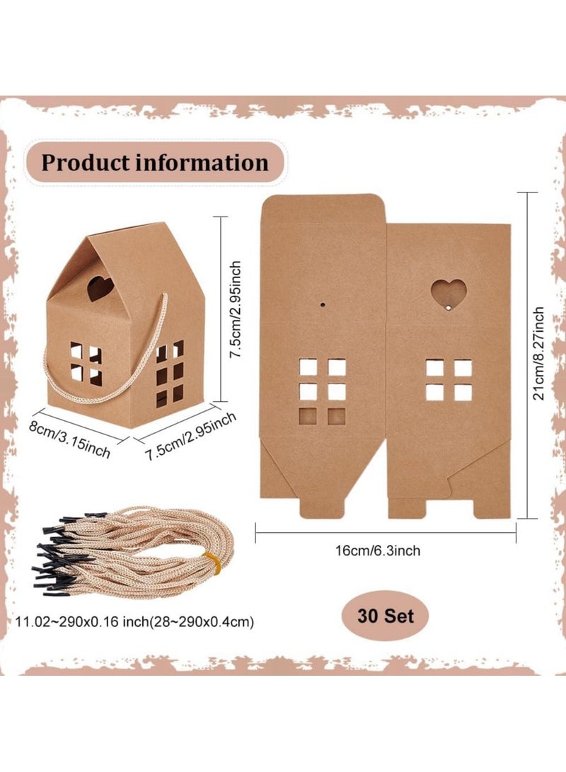 عام **20 قطعة صندوق هدايا بشكل حفلة، صندوق كرافت لوج بحجم 3 × 3 × 3 بوصة، صندوق حلوى كرتوني على شكل منزل، مثالي لتغليف الوجبات الخفيفة. يمكن استخدامه لحفلات الزفاف، حفلات الاستحمام للأطفال، وحفلات عيد الميلاد.** - Image 3