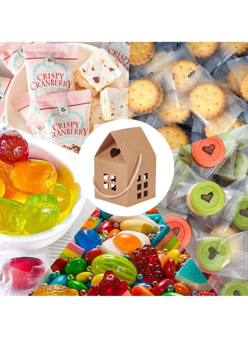 عام **20 قطعة صندوق هدايا بشكل حفلة، صندوق كرافت لوج بحجم 3 × 3 × 3 بوصة، صندوق حلوى كرتوني على شكل منزل، مثالي لتغليف الوجبات الخفيفة. يمكن استخدامه لحفلات الزفاف، حفلات الاستحمام للأطفال، وحفلات عيد الميلاد.** - Image 4