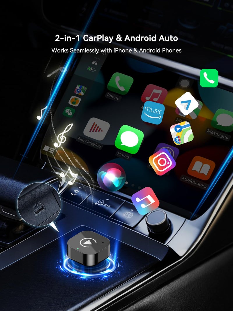 Hyphoon Wireless CarPlay & Android Auto Adapter, USB-A Plug-in Dongle, Converts Factory Wired CarPlay/Android Auto to Wireless (Gloss Black,USB-A) - Image 3