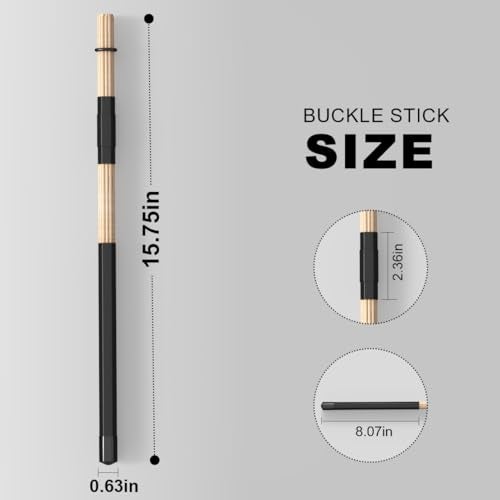 shikaman Bamboo Drumsticks, 5A Jazz Drum Sticks, Rods Drum Brushes for Jazz, Folk, Small Venue and Acoustic Performance (BLACK, 1 Pack) - Image 4