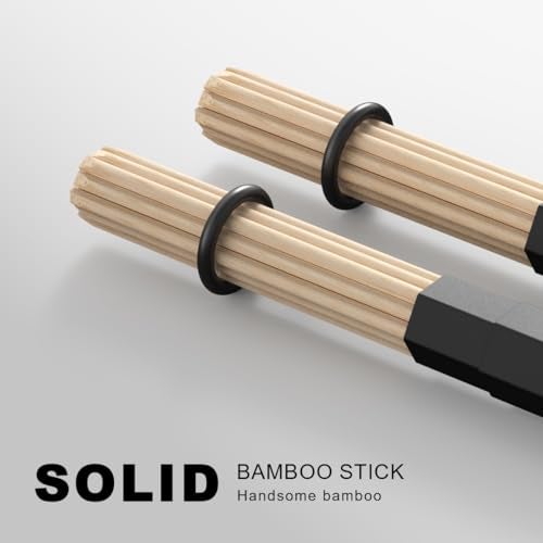 shikaman Bamboo Drumsticks, 5A Jazz Drum Sticks, Rods Drum Brushes for Jazz, Folk, Small Venue and Acoustic Performance (BLACK, 1 Pack) - Image 2