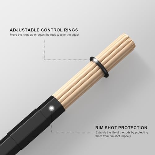 shikaman Bamboo Drumsticks, 5A Jazz Drum Sticks, Rods Drum Brushes for Jazz, Folk, Small Venue and Acoustic Performance (BLACK, 1 Pack) - Image 3