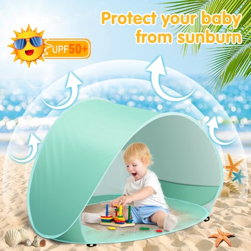 Kapeazo Baby Beach Tent Pop Up Beach Tents Baby Tent for Beach, Portable Shade Pool UV Protection Sun Shelter for Infant - Image 3