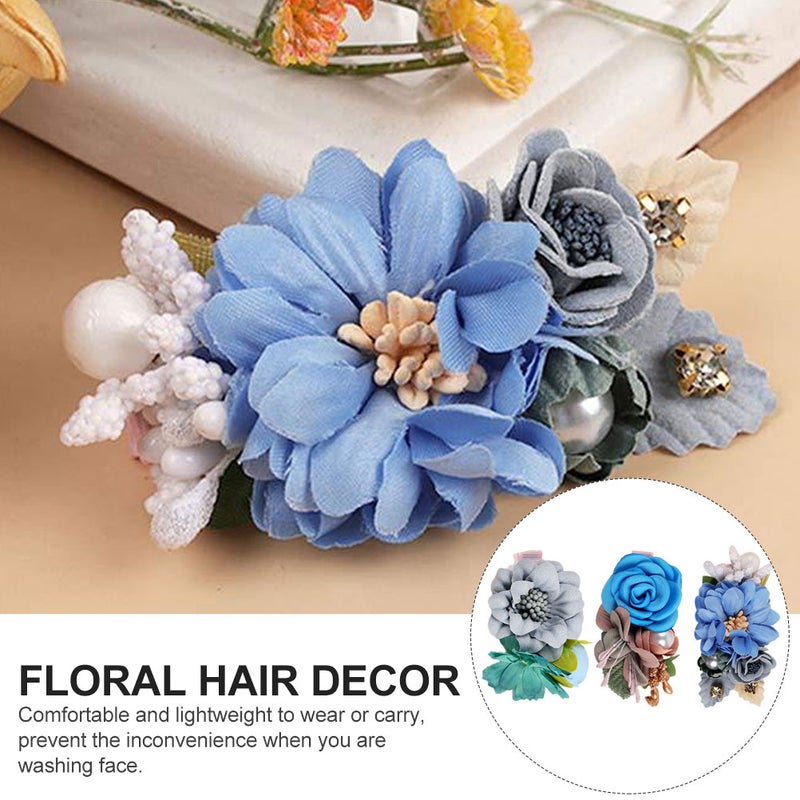 3pcs Children Fabric Flower Hair Clips Realistic Hairpins Girls Floral Headdress - Image 4