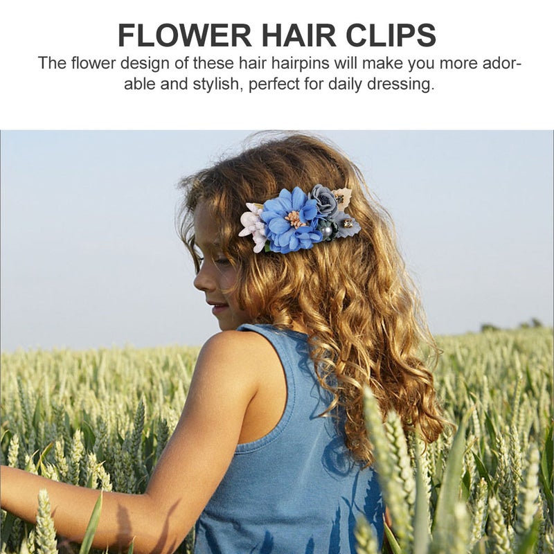 3pcs Children Fabric Flower Hair Clips Realistic Hairpins Girls Floral Headdress - Image 5