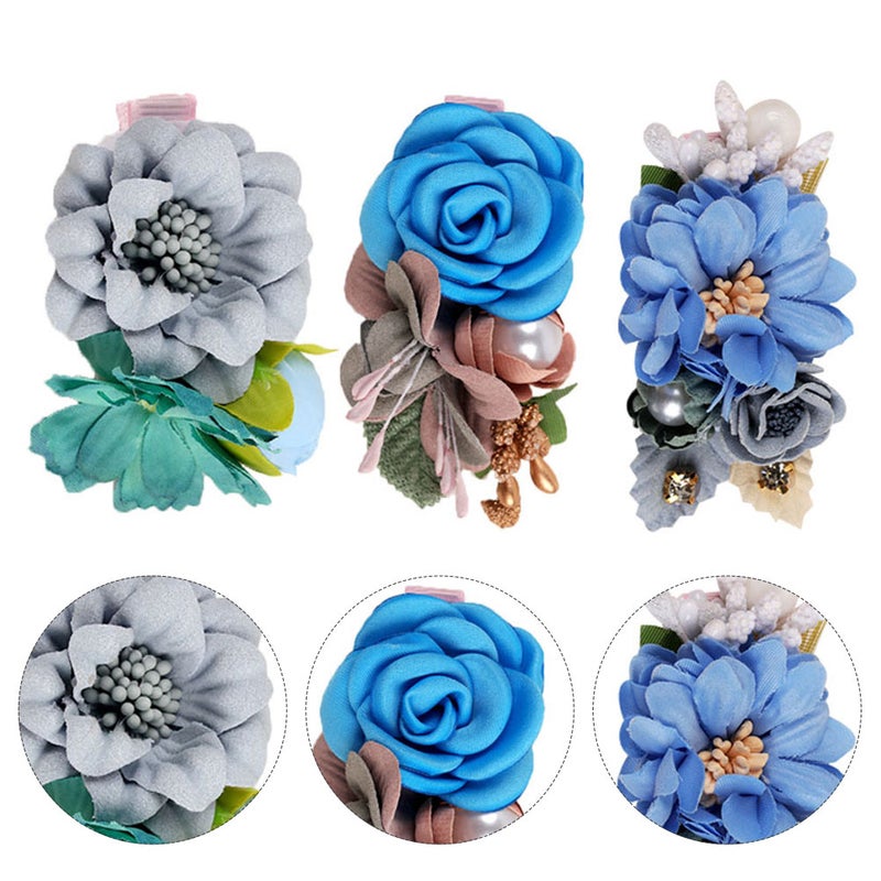 3pcs Children Fabric Flower Hair Clips Realistic Hairpins Girls Floral Headdress - Image 3