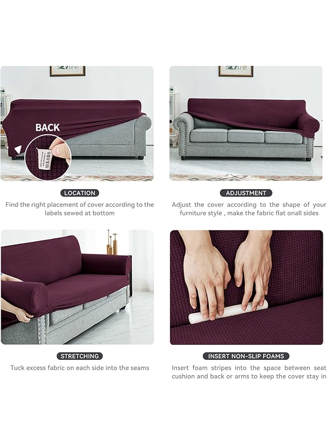 إيروريكس غطاء أريكة مطاطي مكون من قطعة واحدة لحماية الأثاث لأريكة ثلاثية المقاعد مع قاعدة مرنة - Image 3