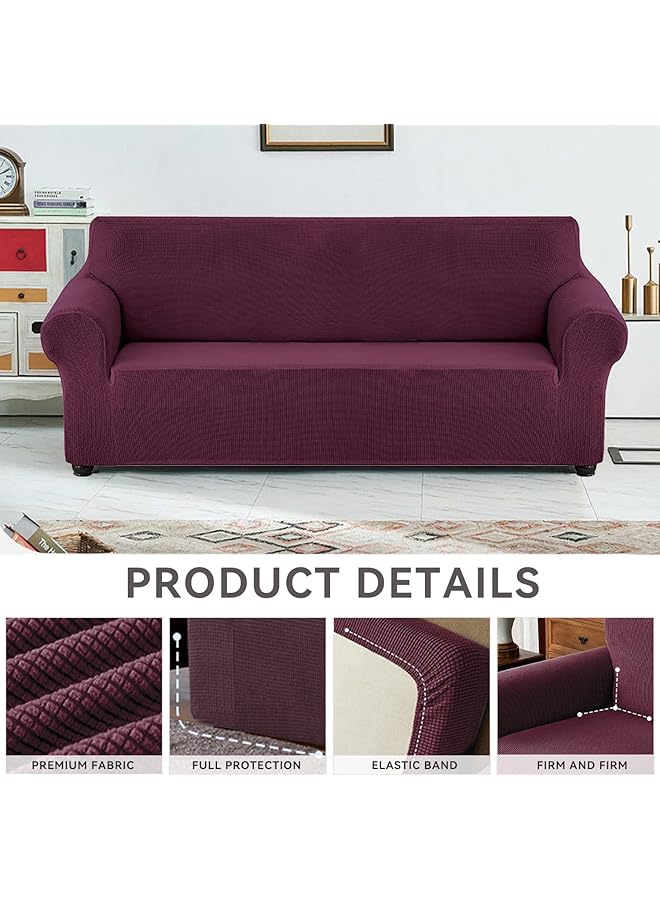 إيروريكس غطاء أريكة مطاطي مكون من قطعة واحدة لحماية الأثاث لأريكة ثلاثية المقاعد مع قاعدة مرنة - Image 4