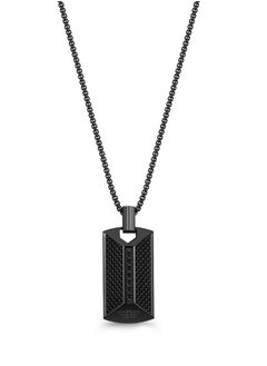 Geometric Black Metal Plated Stainless Steel Gents Necklace