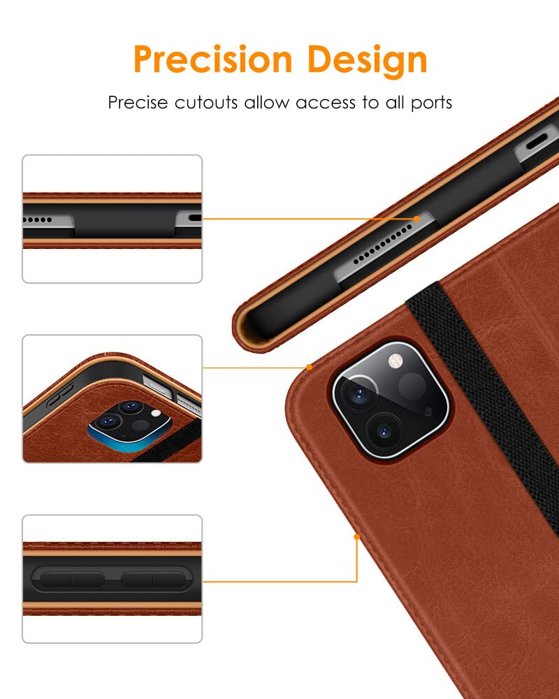 DTTO Case for iPad Pro 11 Inch 4th / 3rd / 2nd / 1st Generation 2022/2021/2020/2018,Premium PU Leather Folio Stand Cover with Hand Strap, Auto Wake/Sleep,Multiple Viewing Angles, Brown - Image 5
