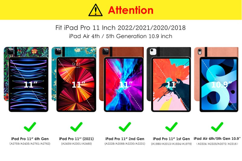 DTTO Case for iPad Pro 11 Inch 4th / 3rd / 2nd / 1st Generation 2022/2021/2020/2018,Premium PU Leather Folio Stand Cover with Hand Strap, Auto Wake/Sleep,Multiple Viewing Angles, Brown - Image 2