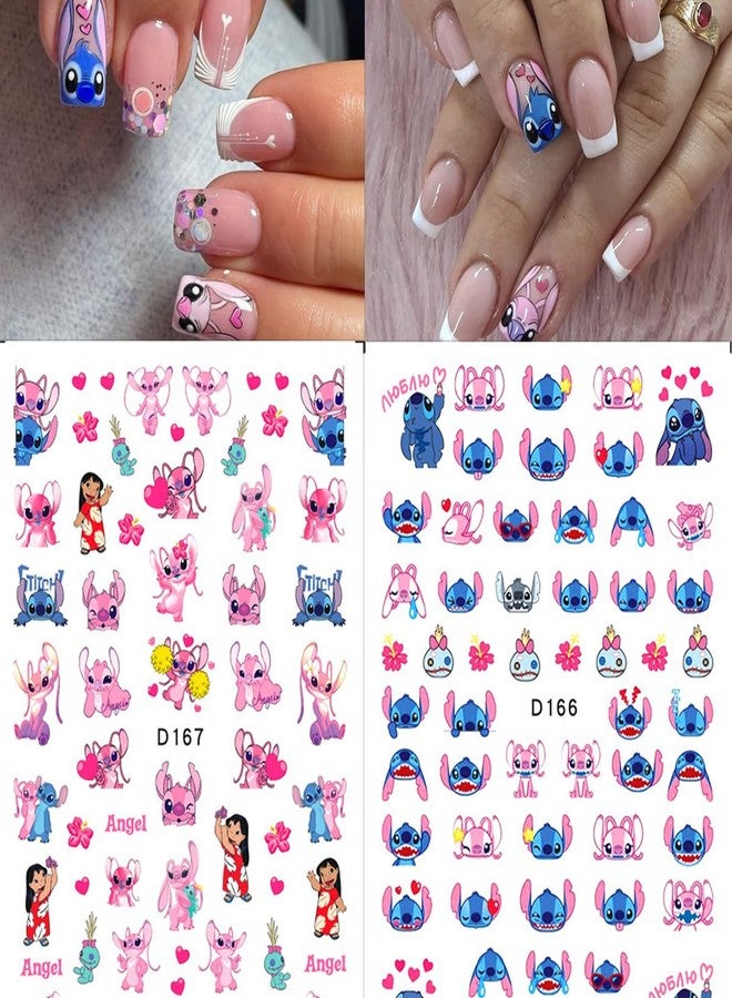 YKLWNN 4 Sheets Cute Cartoon Nail Art Stickers - 3D Self Adhesive Designer Nail Decals for Women & Girls - Kawaii DIY Manicure - Image 4
