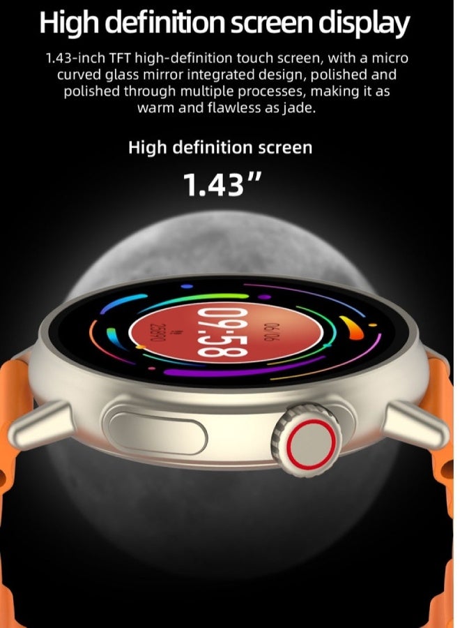 AROAQ LT06 Ultra Smart Watch 1.43" IPS HD Screen, Bluetooth Calling, Music Control, Sleep & Health Monitoring, Wireless Charging, Waterproof Smartwatch for Men & Women - Black - Image 2