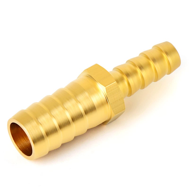 GASHER 2 Pieces Brass Hose Barb Reducer, 5/16 Inch to 1/4 Inch Barb Hose ID with 4 Hose Clam, Brass Barb Reducer SPLICER Fitting Fuel/AIR/Water/Oil/Gas/WOG - Image 2