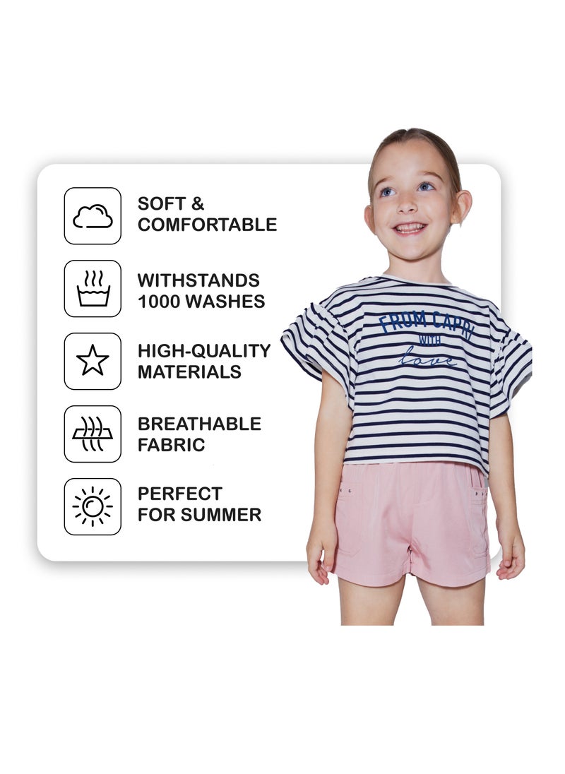 CANADA HOUSE Soft and Comfortable Pink Viscose Shorts for Girls  - Image 4