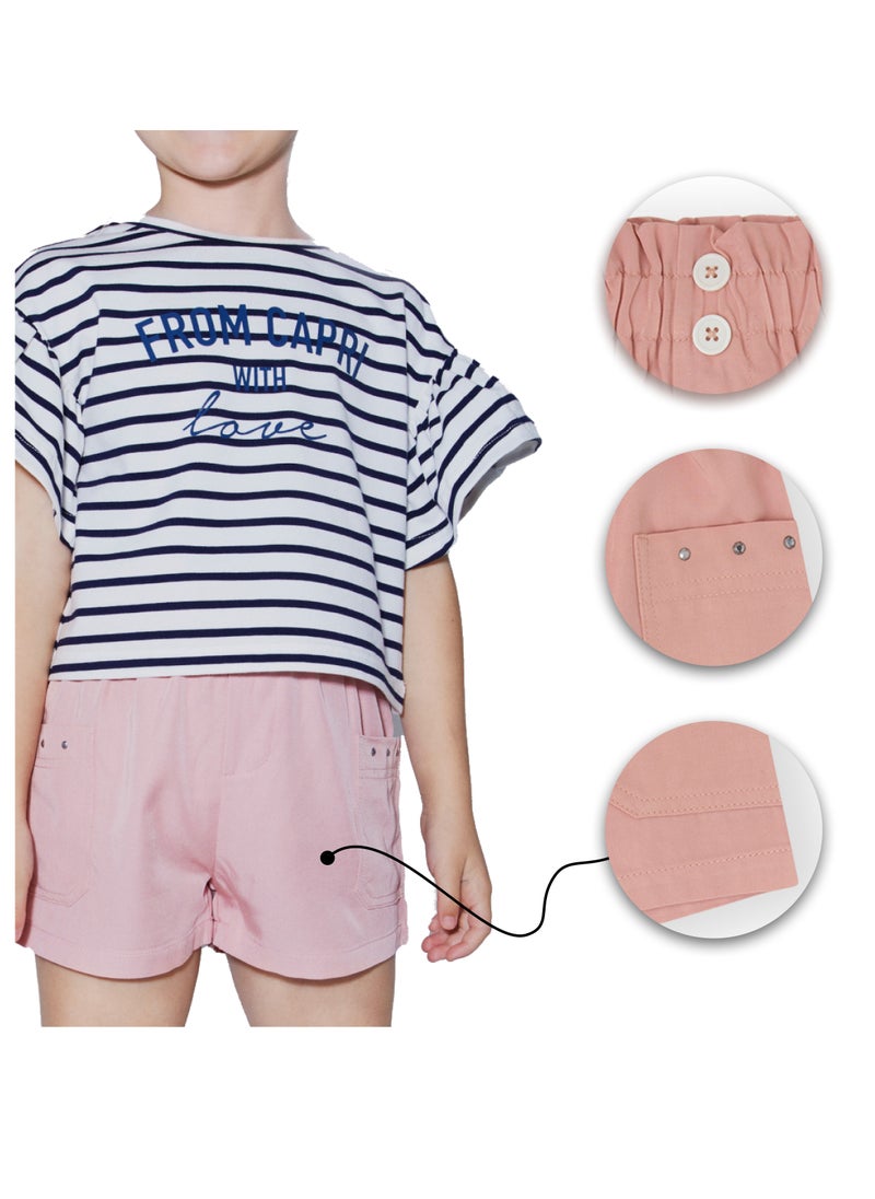 CANADA HOUSE Soft and Comfortable Pink Viscose Shorts for Girls  - Image 5