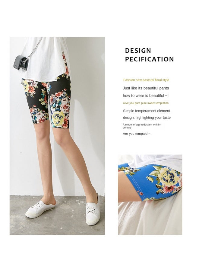 Top melon Summer Leggings For Women, Thin Stretch Maternity Pants, Mid-age Floral Print Capri Or Cropped Pants Available, Skinny Leg Style - Image 5