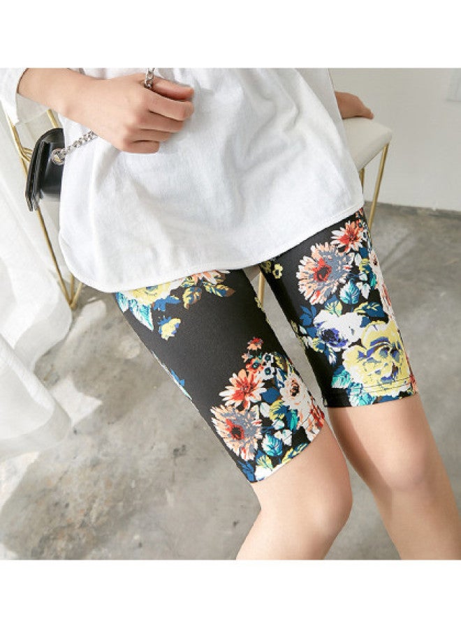 Top melon Summer Leggings For Women, Thin Stretch Maternity Pants, Mid-age Floral Print Capri Or Cropped Pants Available, Skinny Leg Style - Image 1
