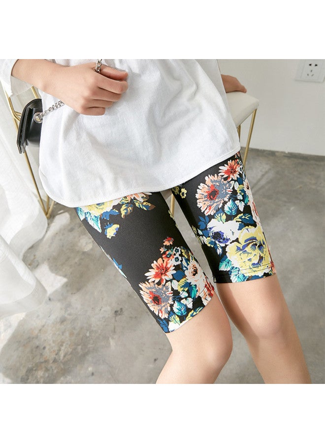 Top melon Summer Leggings For Women, Thin Stretch Maternity Pants, Mid-age Floral Print Capri Or Cropped Pants Available, Skinny Leg Style - Image 2