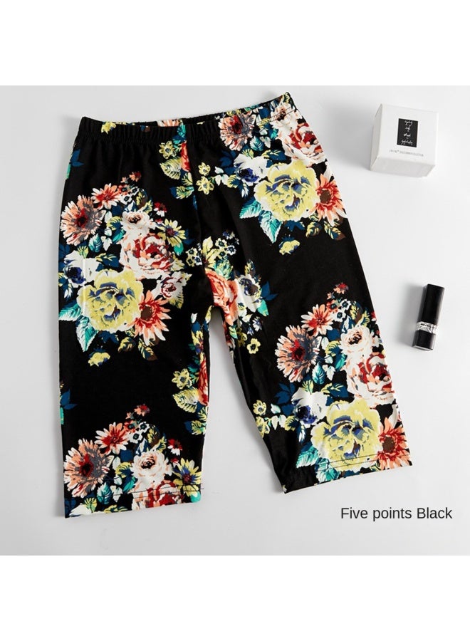 Top melon Summer Leggings For Women, Thin Stretch Maternity Pants, Mid-age Floral Print Capri Or Cropped Pants Available, Skinny Leg Style - Image 4
