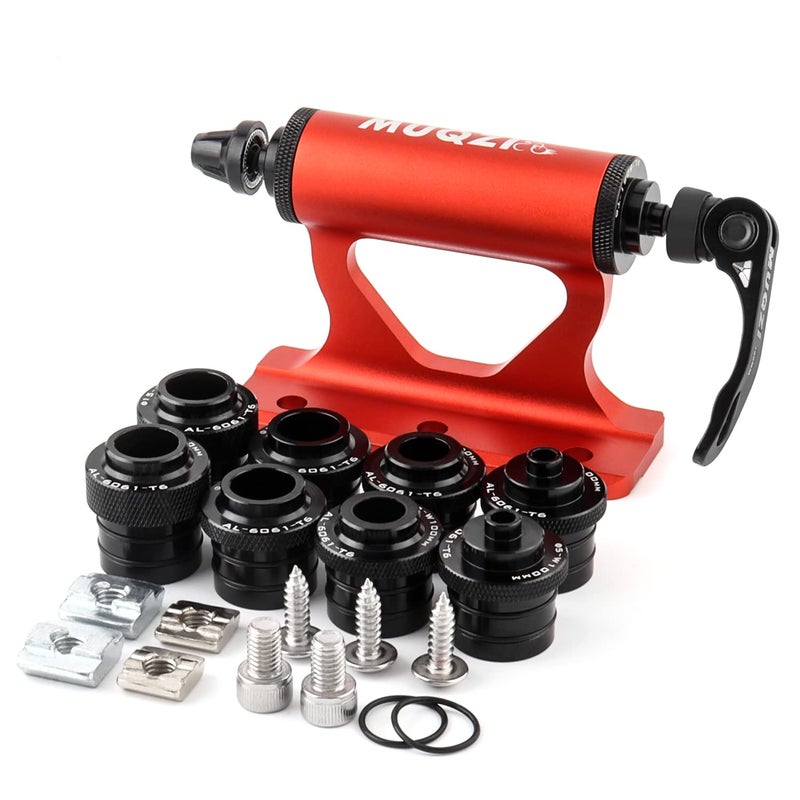 MUQZI Quick Release Fork Mount, Bike Car Roof Mount Rack Road Bicycle Fork Block Thru Axle Wheel Holder, Truck Bed Fork Mount with Installation Adapters MTB Tire Holder Rack Mount, Red - Image 1