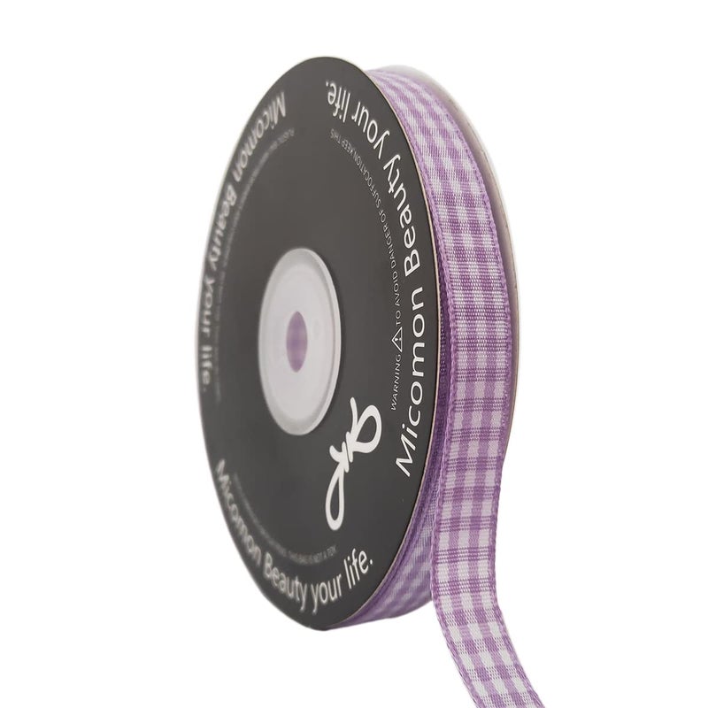 Micomon Purple Gingham Plaid Checked Ribbon 25 Yard Each Roll 100 Polyester 38 Purple