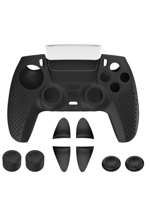 Soft Controller Skins Anti-Slip Silicone Cover Protector Case Handle Protective Cover Rocker Cap Anti-Sweat Trigger Button Shell With Grain Feel Set Compatient with PS5