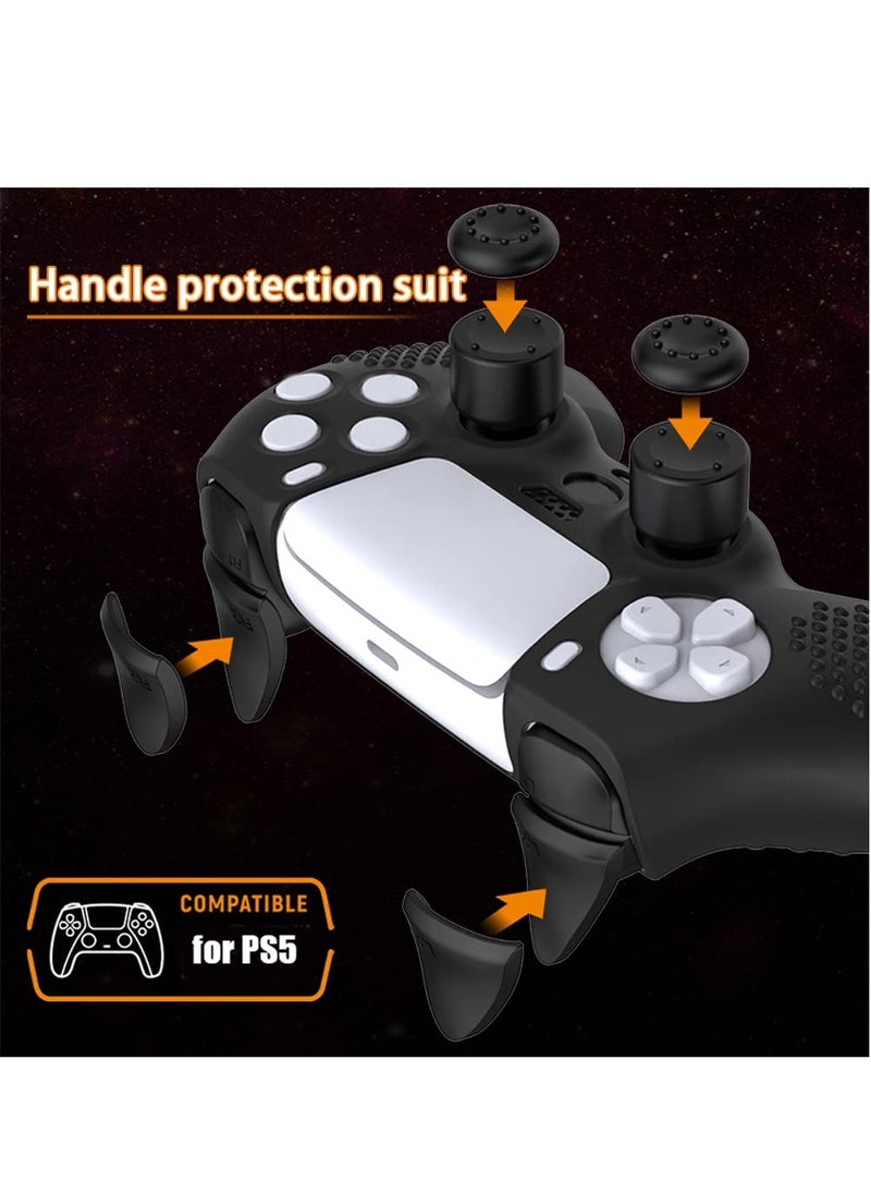 Soft Controller Skins Anti-Slip Silicone Cover Protector Case Handle Protective Cover Rocker Cap Anti-Sweat Trigger Button Shell With Grain Feel Set Compatient with PS5