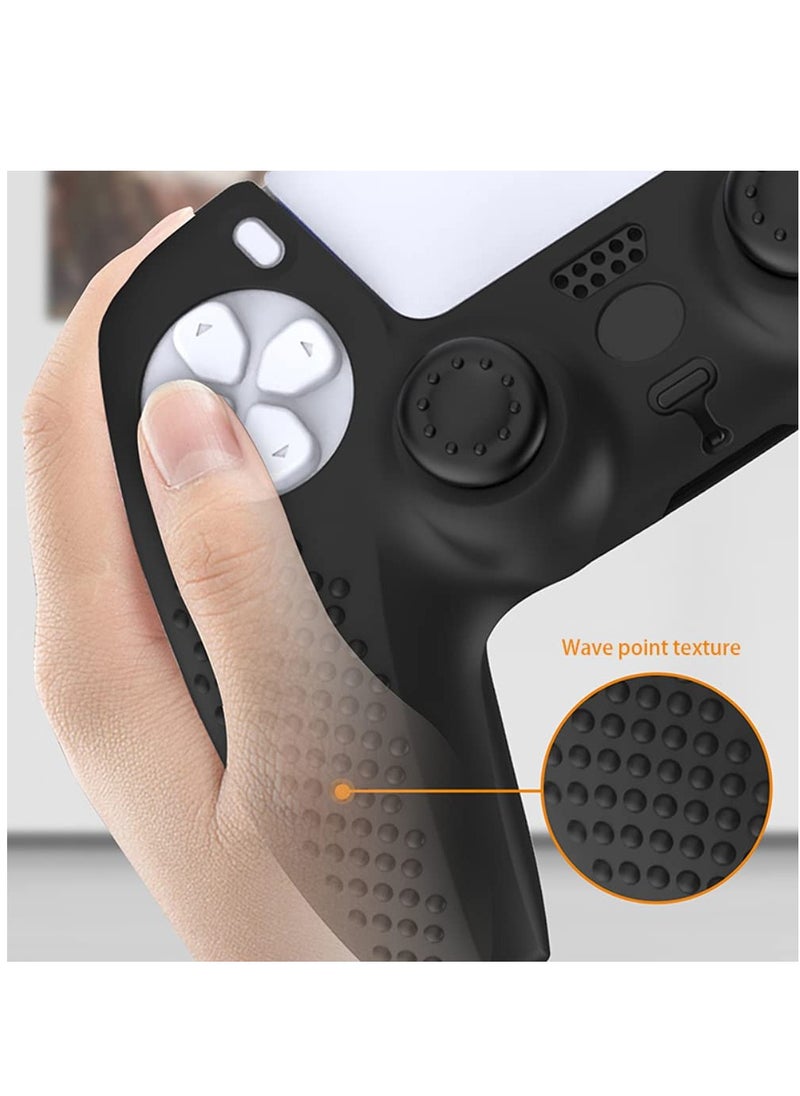 Soft Controller Skins Anti-Slip Silicone Cover Protector Case Handle Protective Cover Rocker Cap Anti-Sweat Trigger Button Shell With Grain Feel Set Compatient with PS5