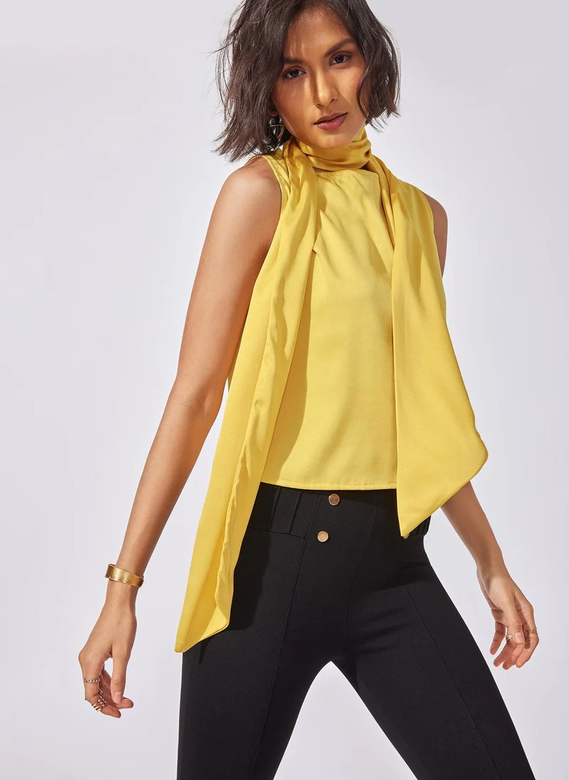 ذا ليبل لايف Neck Tie-Up Satin Top