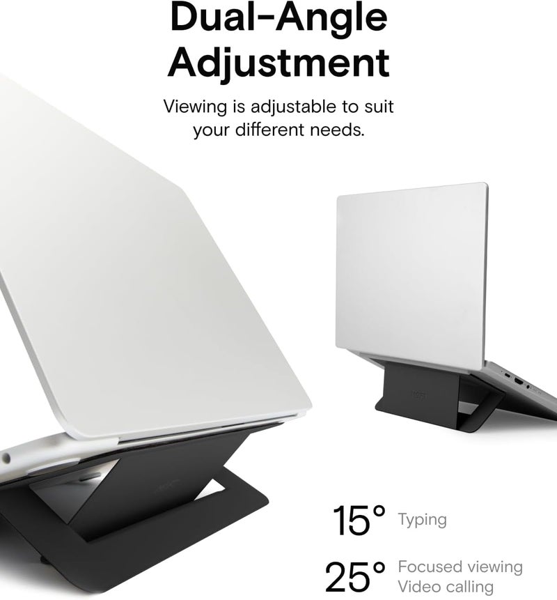 MOFT Laptop Stand for Desk, Adhesive Airflow Laptop Cooling Stand for Heat Dissipation with 2 Adjustable Viewing Angles, Foldable & Portable Computer Stand Compatible with Laptops 11"-16", Jet Black - Image 5