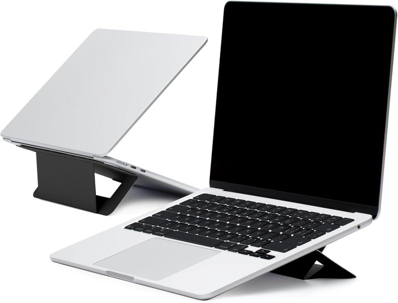 MOFT Laptop Stand for Desk, Adhesive Airflow Laptop Cooling Stand for Heat Dissipation with 2 Adjustable Viewing Angles, Foldable & Portable Computer Stand Compatible with Laptops 11"-16", Jet Black - Image 1