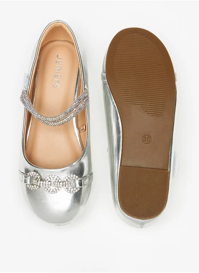 JUNIORS Girls' Round Toe Ballerinas Shoes with Hook and Loop Closure