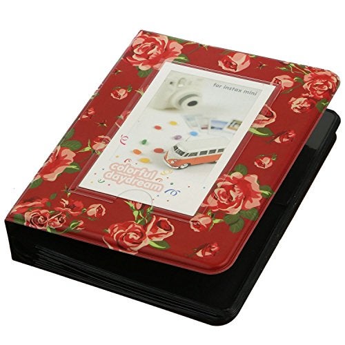 ZENKO 64 Pockets Photo Album for Fujifilm Instant Mini 13/12/11/9/8/SE/41/99/Evo/Liplay Instant Camera/Mini Link Printer, Polaroid Snap Touch PIC-300 Z2300 Mint Zip Instant Camera Printer- Red Flower - Image 2