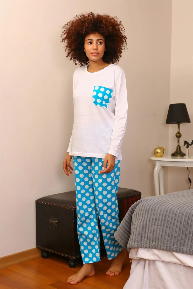اكبينيز Women's Long Sleeve Combed Cotton Pajama Set 4197