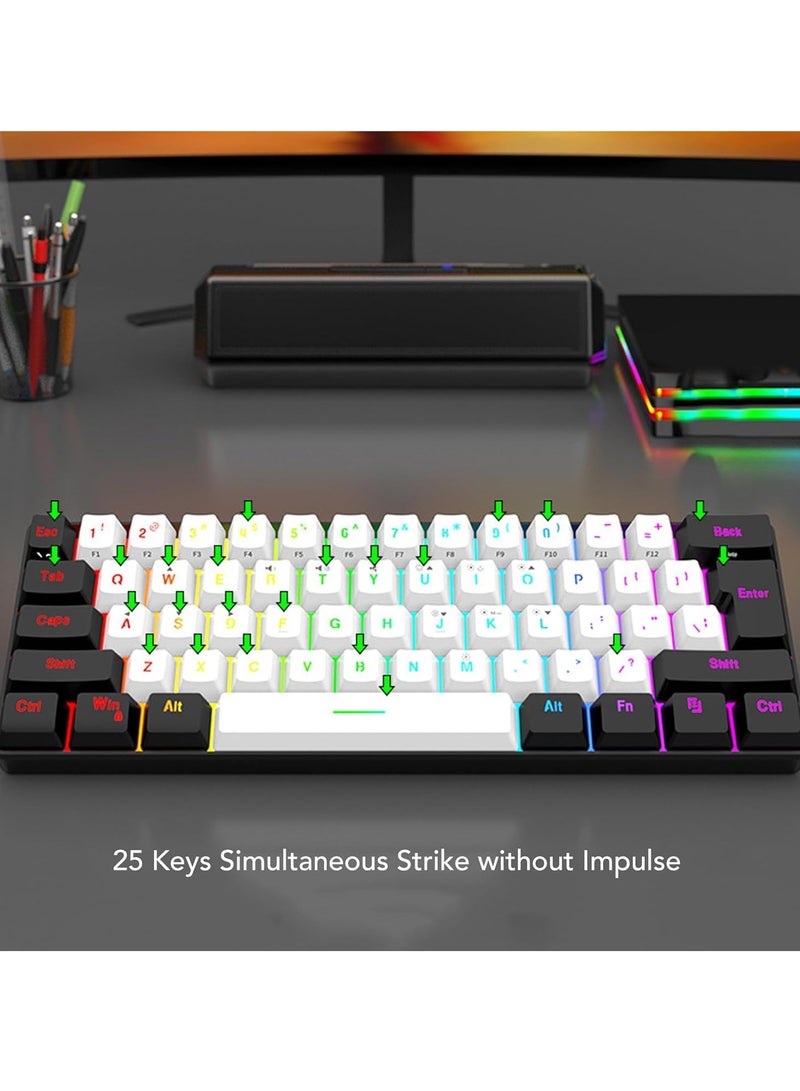 Wired Gaming Keyboard and Mouse Combo Include Mini 60% Merchanical Feel Keyboard Ergonomic Design  - Image 2