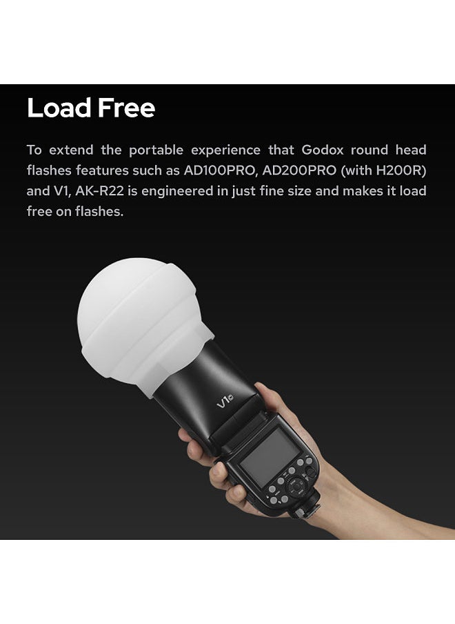 Godox - Godox AK-R22 Collapsible Silicone Photography Diffuser Dome for V1 Series Flashes AD100PRO AD200PRO (with H200R) Studio Photography Portrait Live Stream - Image 1