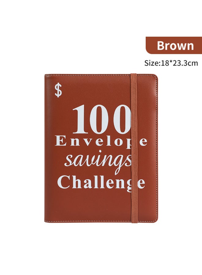 HONGYANG Envelopechallenge Loose-leaf Notebook 100 Days Money Saving Book Challenge Cash Saving Book - Image 1