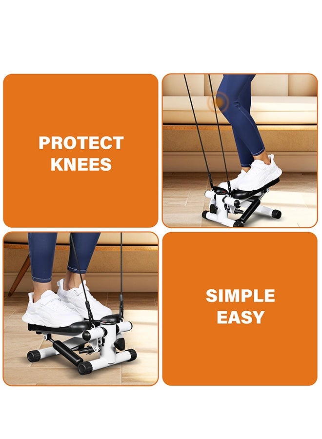 جهاز تويست ستيبر صغير مع شاشة LCD، يتحمل وزن حتى 150 كجم، معدات تمارين منزلية مع أحزمة مقاومة ودواسات مانعة للانزلاق، تصميم متين وصغير وسهل الاستخدام - Image 5