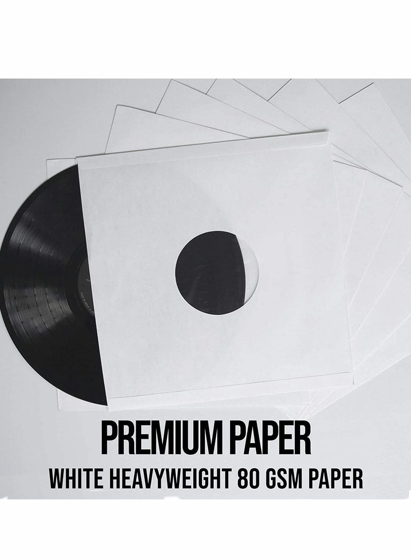 Poly Lined Paper Sleeves for LP Records, 20 Pcs Inner Sleeves for Protection and Storage (80 GSM White Kraft) - Image 2