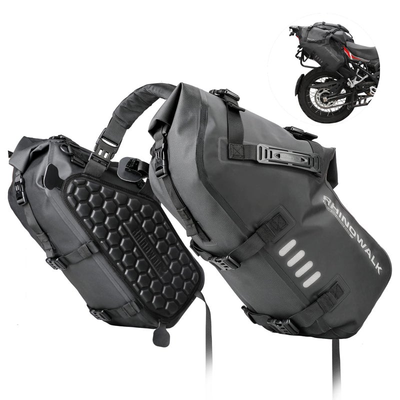 Rhinowalk Motorcycle Saddle bags Waterproof motorcycle saddlebags shoulder bag 28L14L2 for most Adventure and Sport Motorcycle Racks 1 Pair