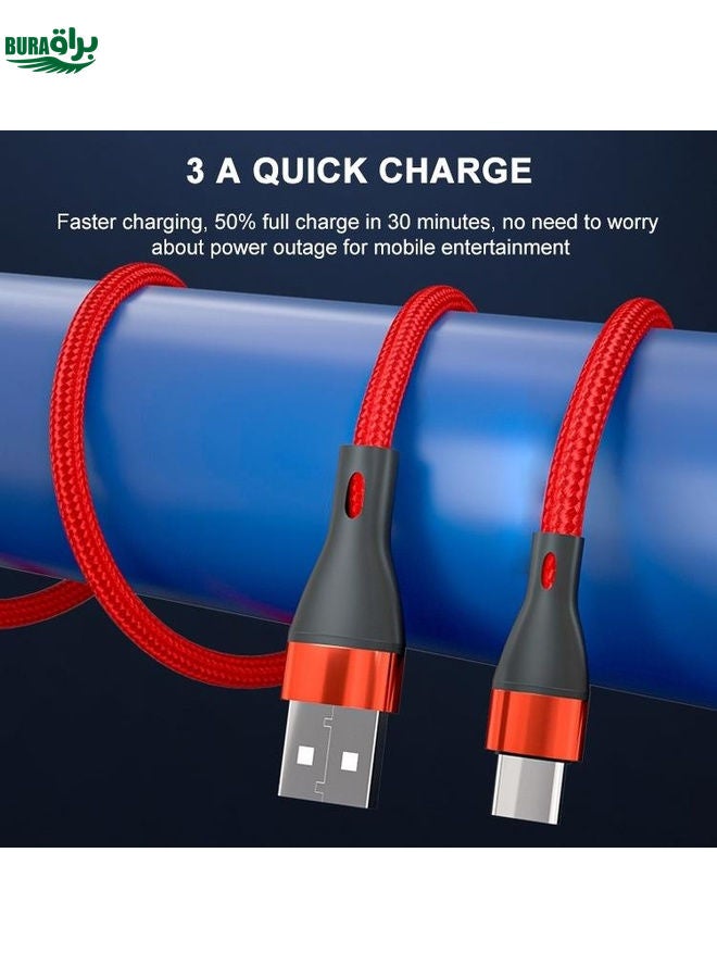 BURAQ ADC-001 3A USB to USB-C / Type-C Weave Fast Charging Data Cable, Length:1m(Black)  - Image 2