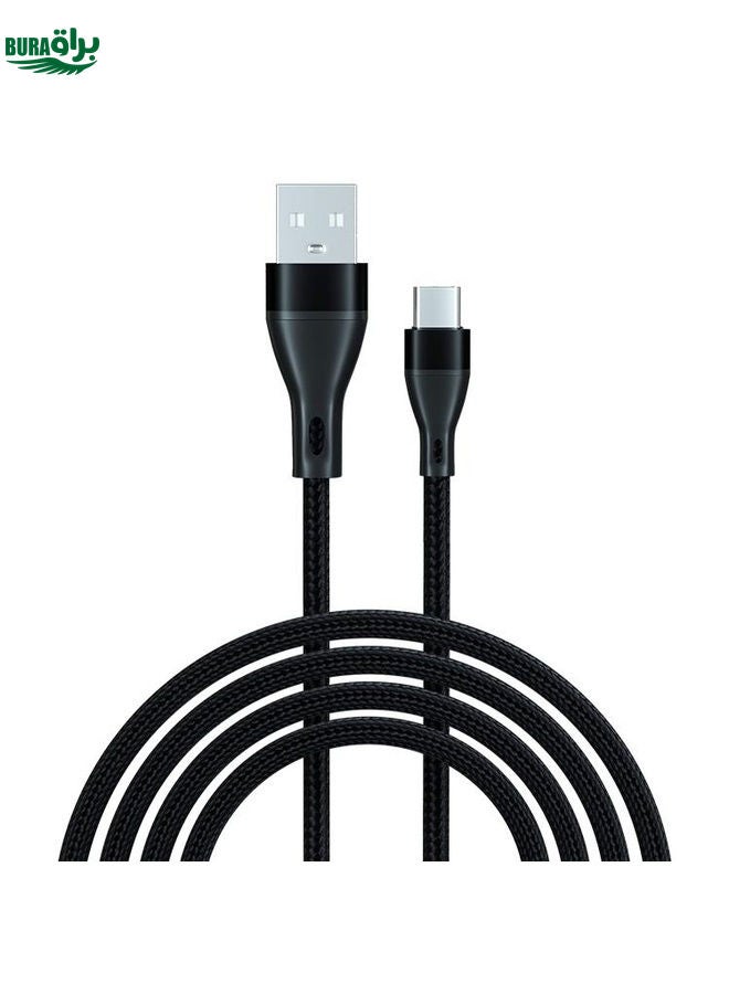 BURAQ ADC-001 3A USB to USB-C / Type-C Weave Fast Charging Data Cable, Length:1m(Black)  - Image 1